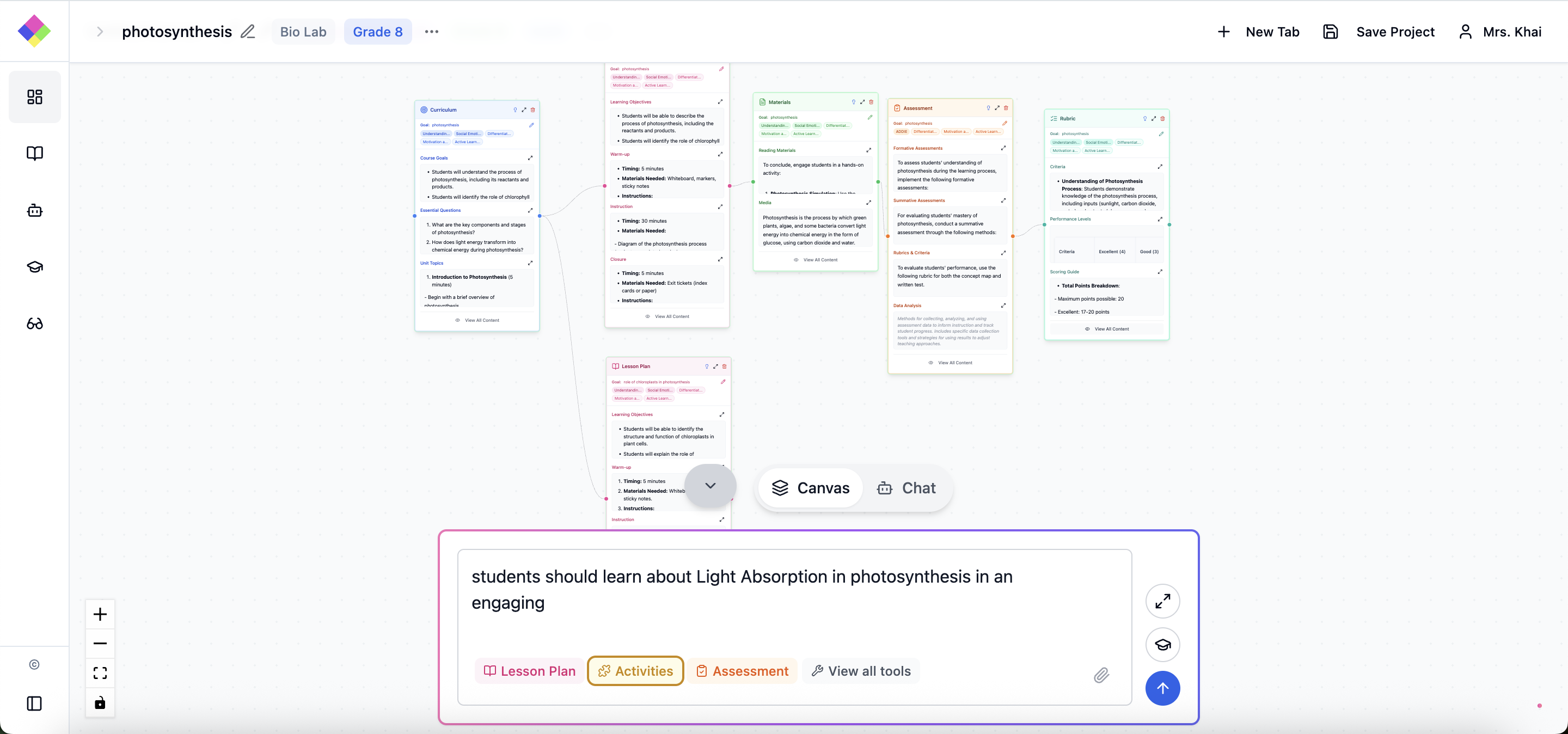 Kheight AI Canvas Activity Creation Example